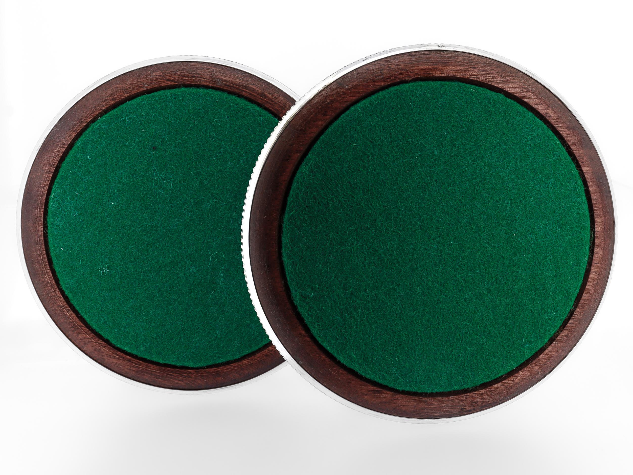 Paar signierte Israel Freeman & Son Sterling Silber & Wood Wein Untersetzer im Angebot 8
