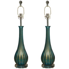 Pair of Signed Italian Murano Glass Table Lamps