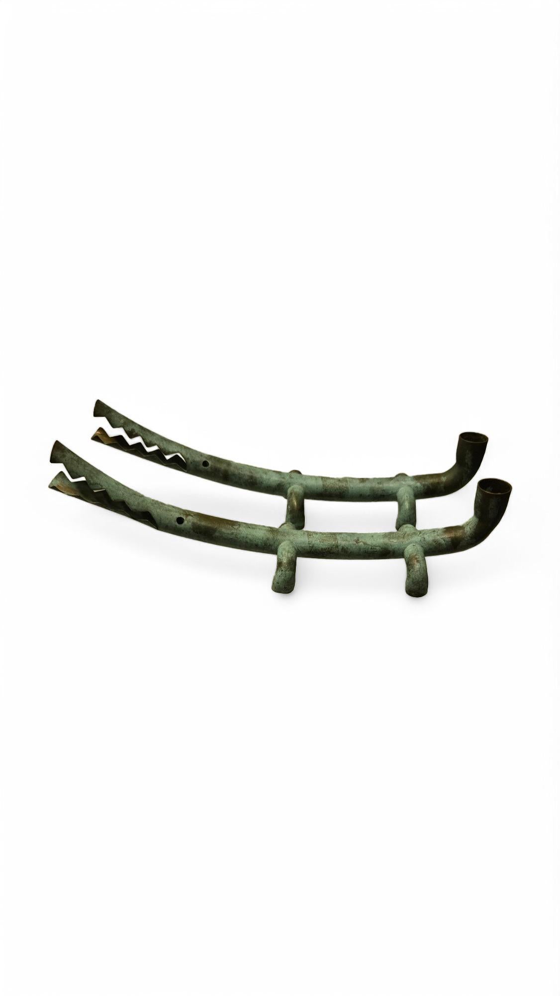 Mid-Century Modern Pair of Signed Jonathan Bonner Alligator Candleholders For Sale