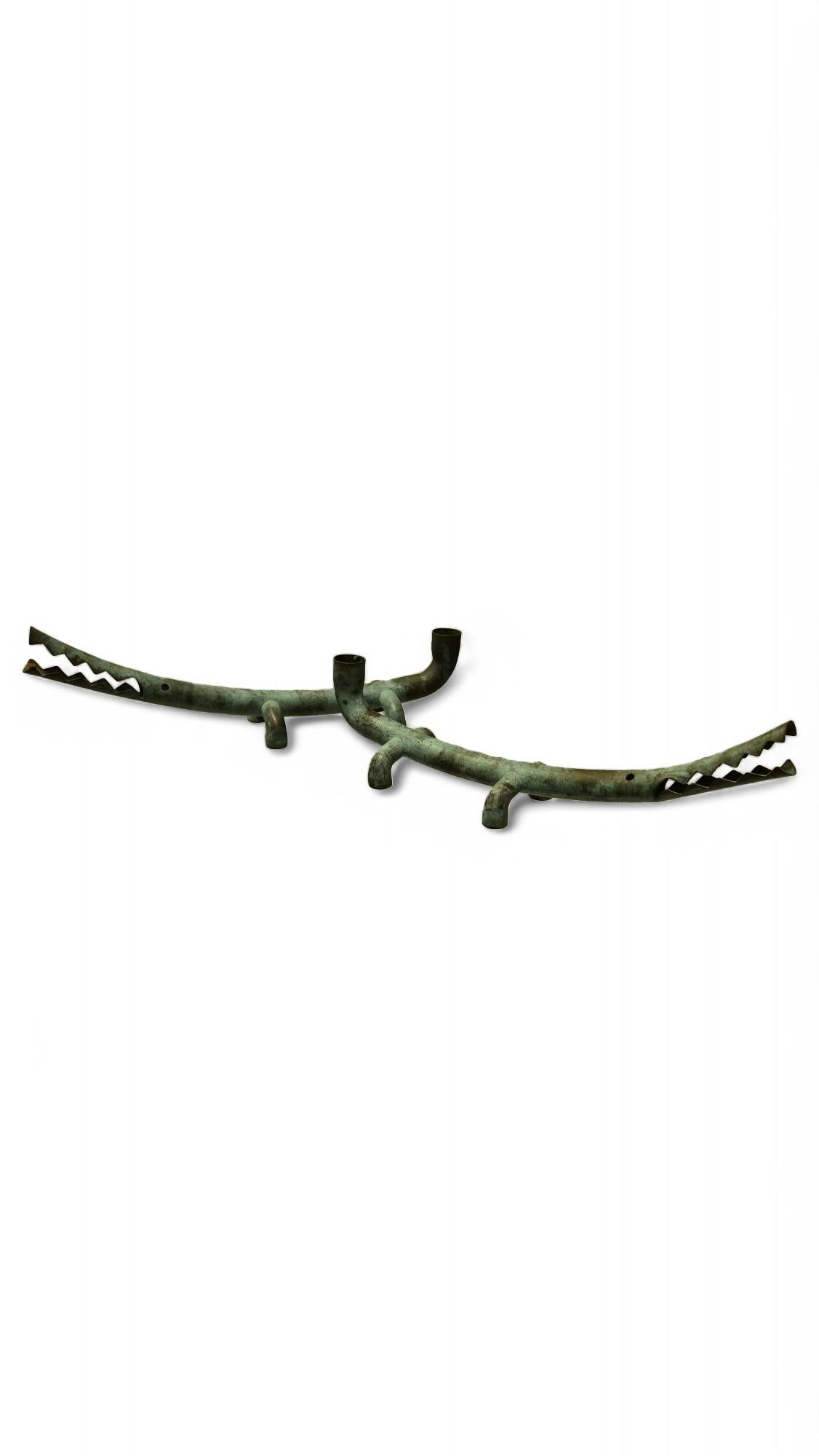 American Pair of Signed Jonathan Bonner Alligator Candleholders For Sale
