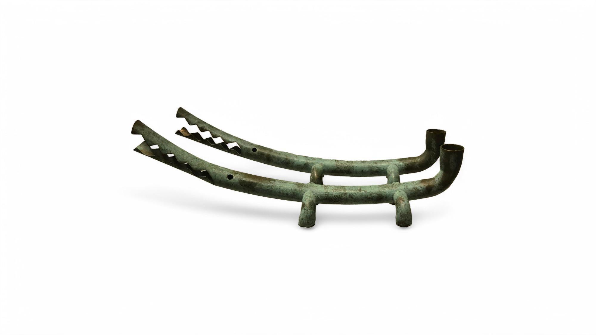 Metal Pair of Signed Jonathan Bonner Alligator Candleholders For Sale
