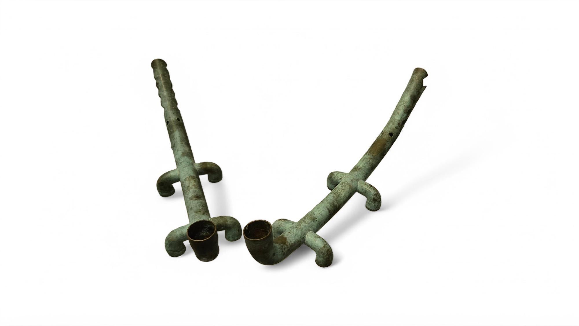 Pair of Signed Jonathan Bonner Alligator Candleholders For Sale 1