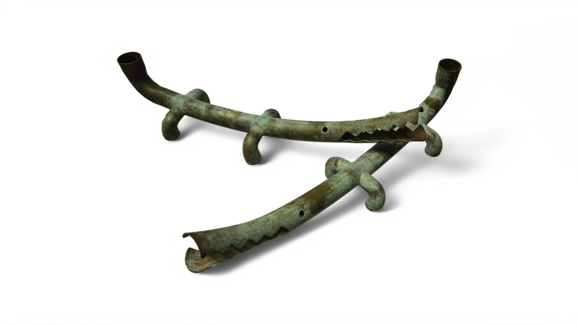 Pair of Signed Jonathan Bonner Alligator Candleholders For Sale 2