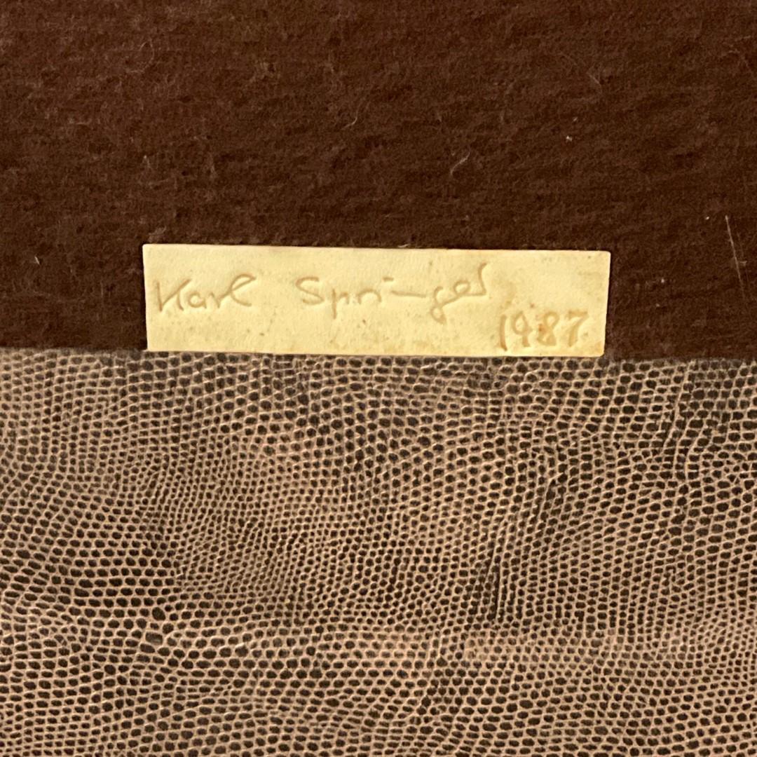 Paar signierte Karl Springer 1987 JMF Lederstühle mit Eidechsendruck, signiert im Angebot 3