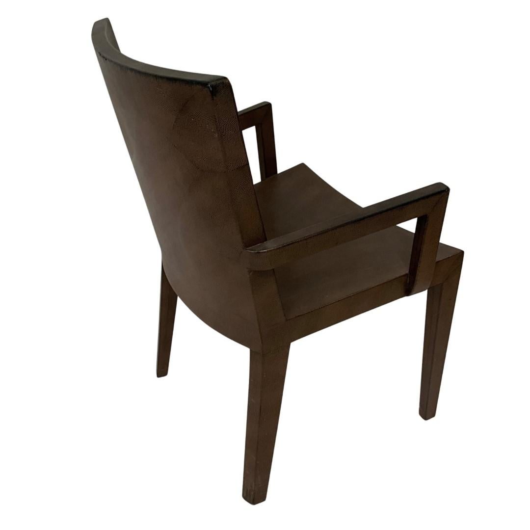 Paar signierte Karl Springer 1987 JMF Lederstühle mit Eidechsendruck, signiert (Holzarbeit) im Angebot