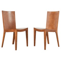 Vintage Pair of Signed Karl Springer Goatskin JMF Chairs, 1986