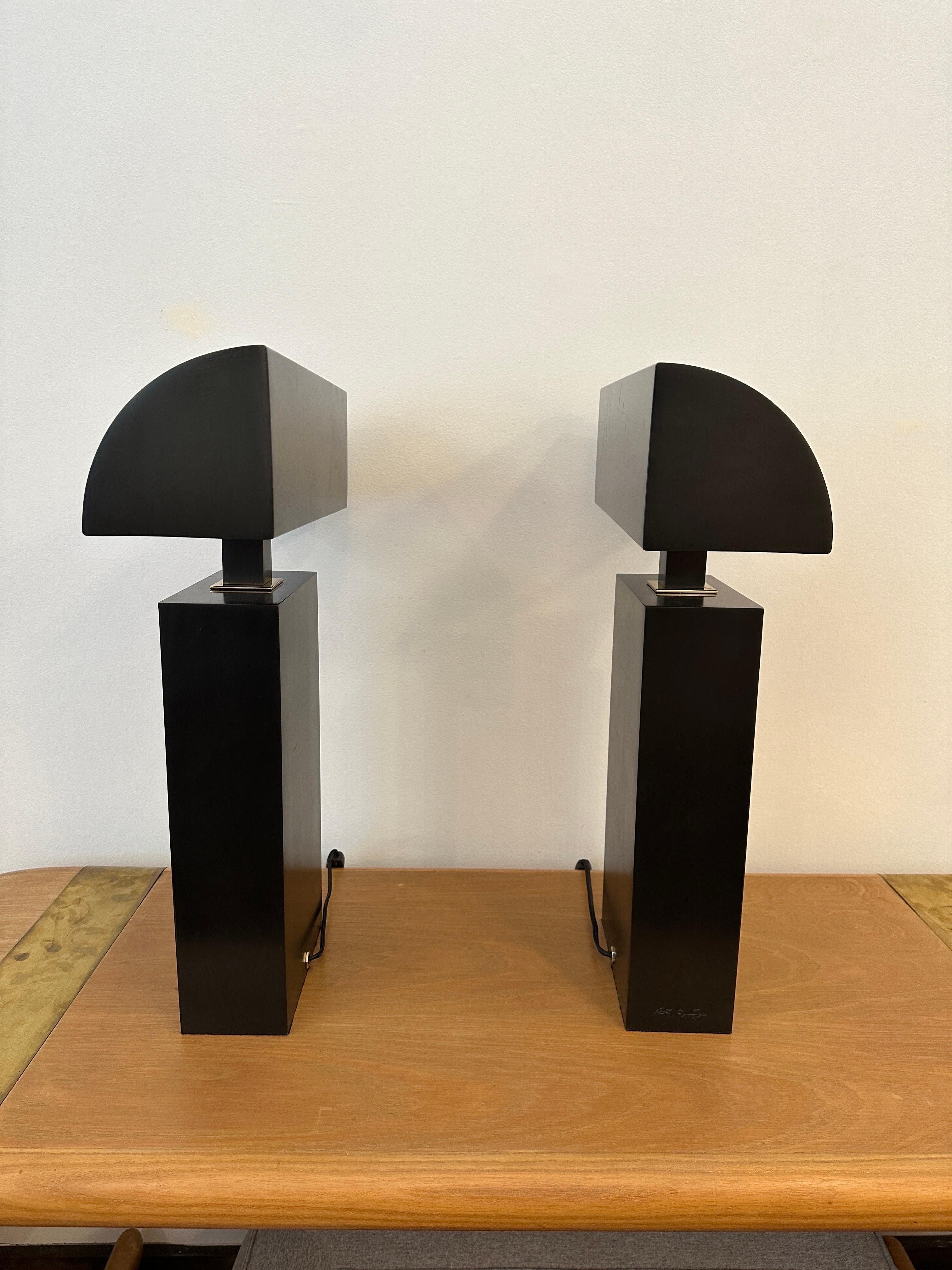 Pair of Signed Karl Springer Table Lamps For Sale 5
