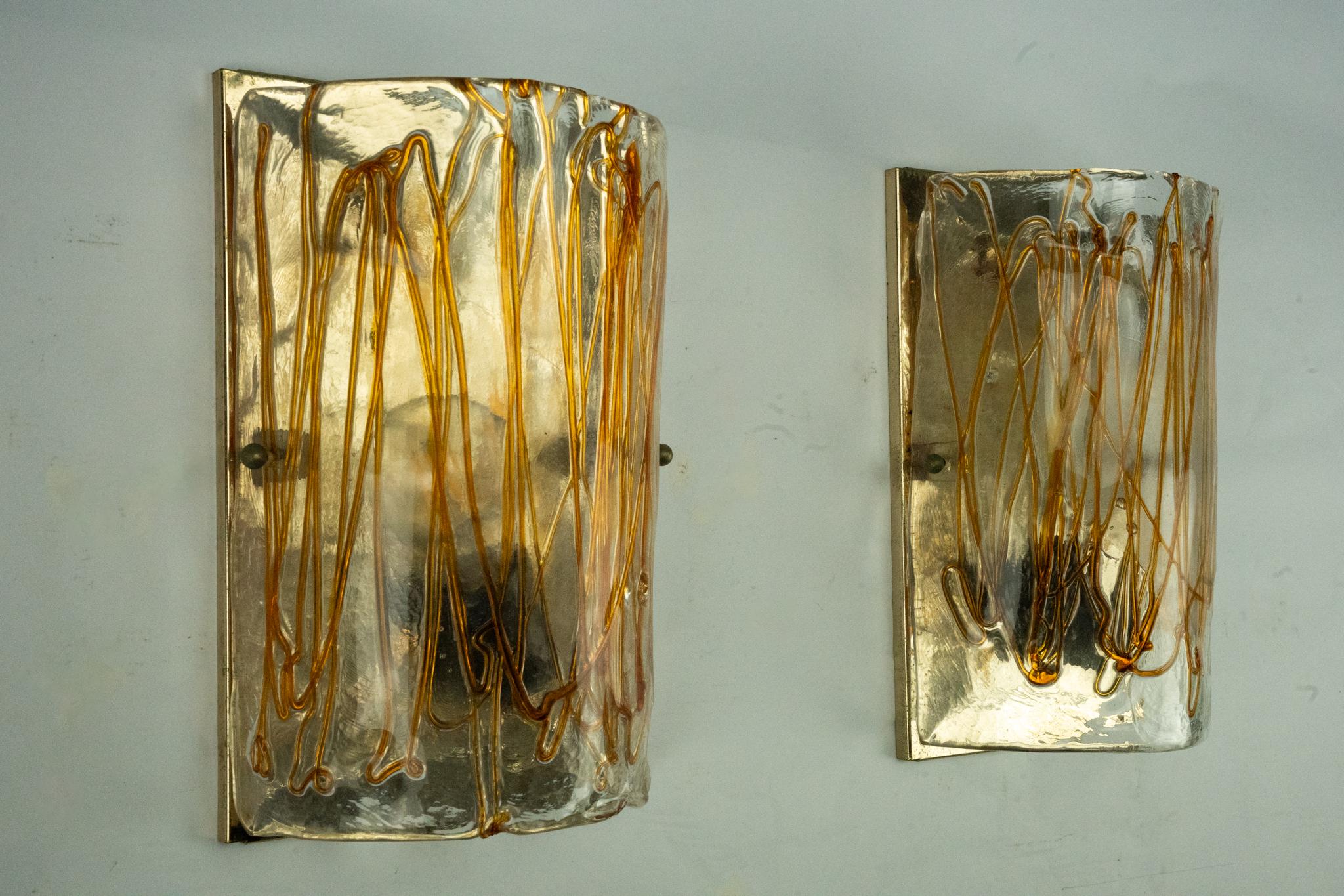 Pareja de apliques de cristal de Murano grueso firmados por La Murrina. Italia, años setenta. en venta 3
