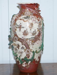 Pair of Signed Large Early 19th Century Chinese Vases Ornate Designs