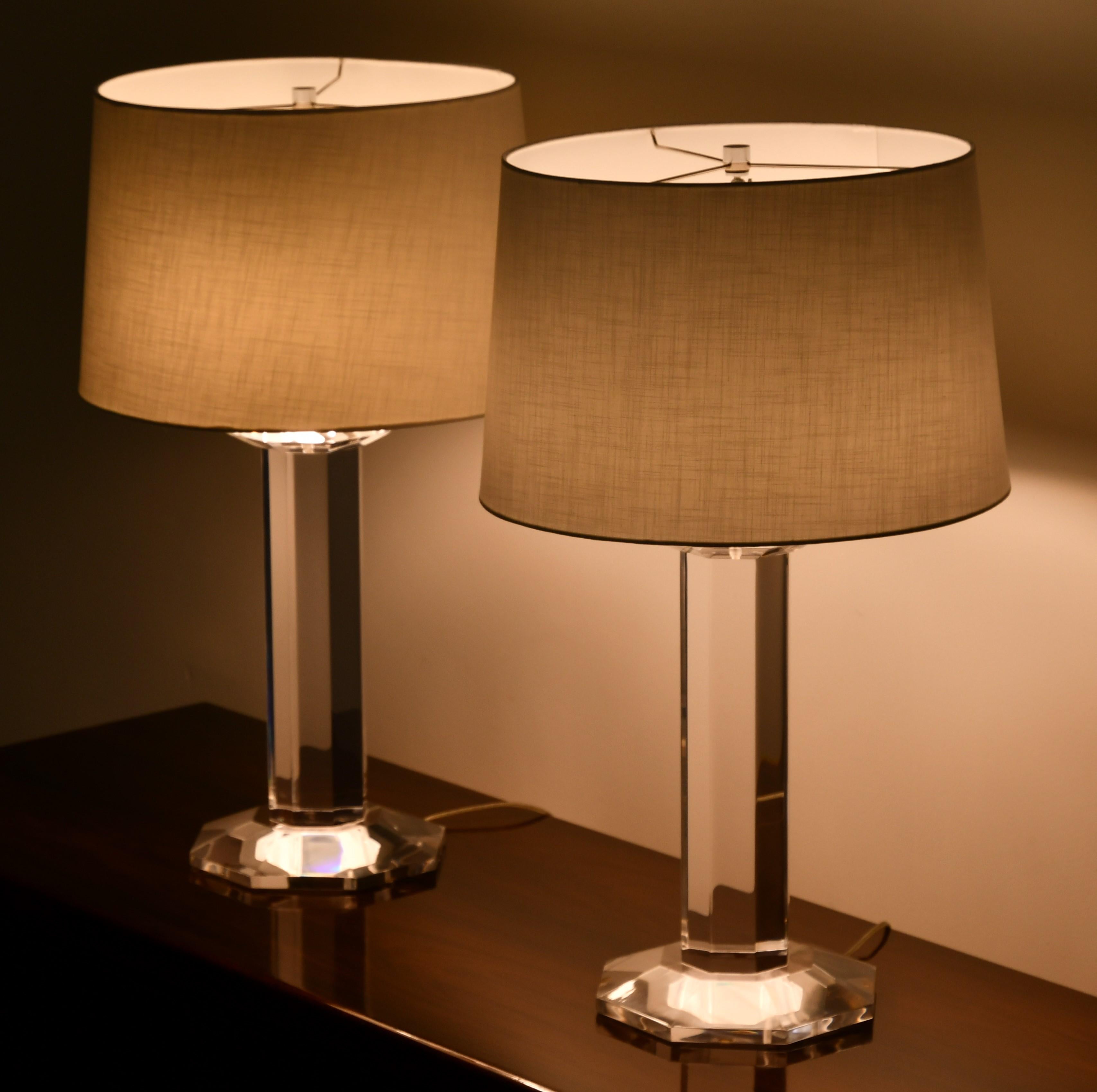 American Pair of Signed Lucite Table Lamps by Karl Springer, 1980s