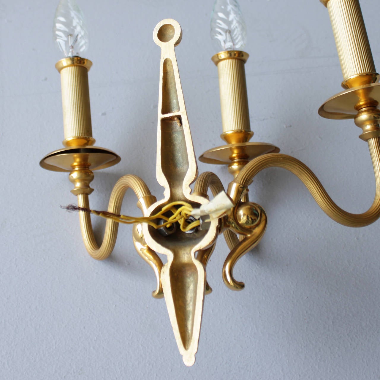 Pair of Signed Lumi Milano Gold-Plated Sconces For Sale 3