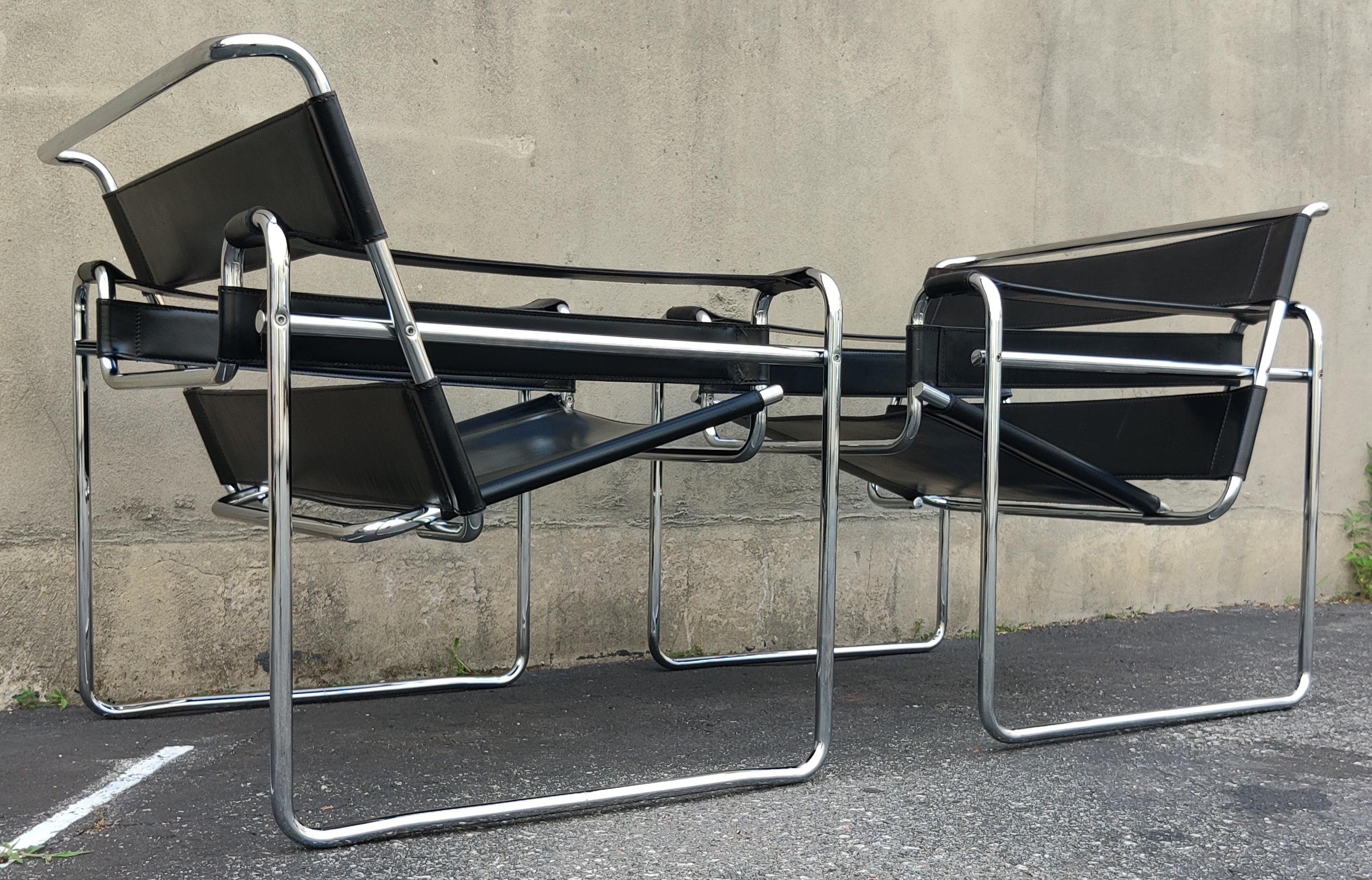 Pair of Signed Marcel Breuer Wassily Lounge Chairs Stendig Made in Finland 1970s 2