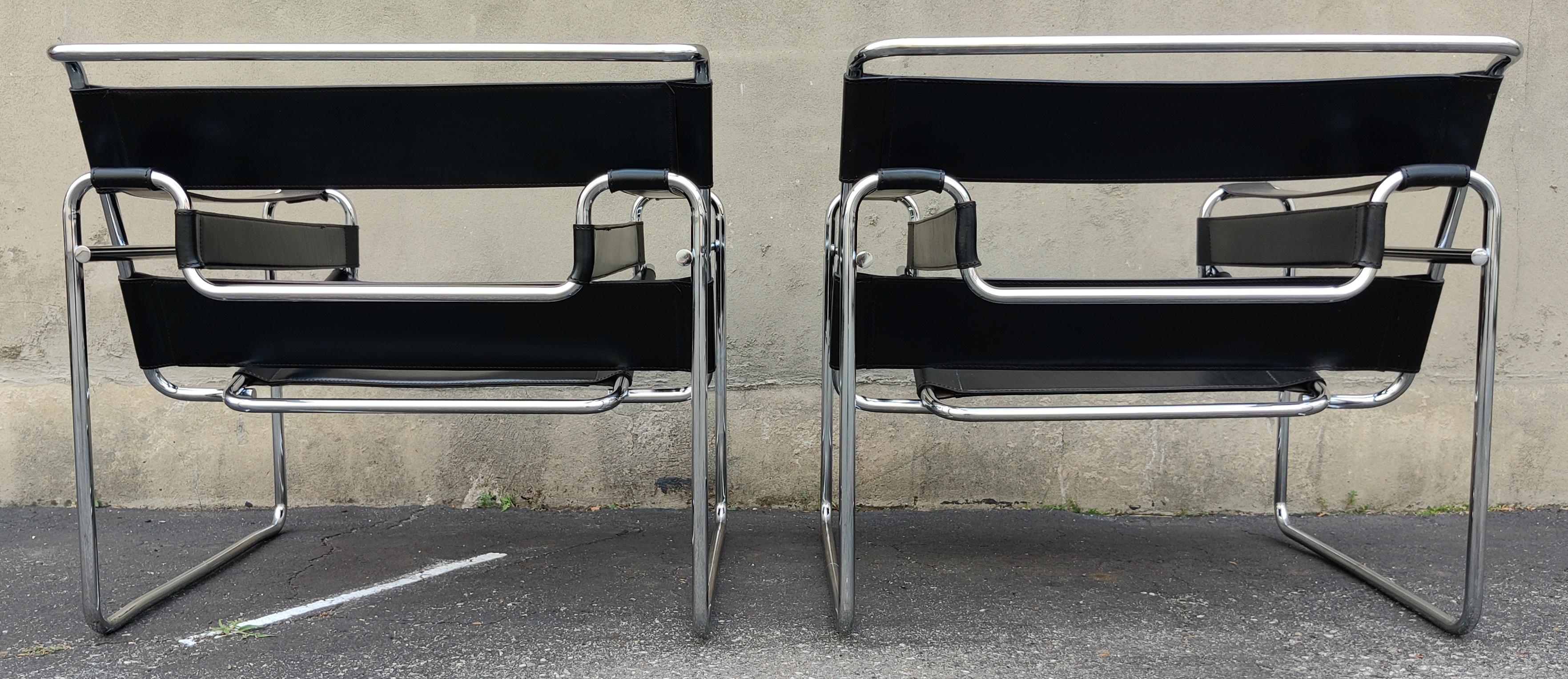 Pair of Signed Marcel Breuer Wassily Lounge Chairs Stendig Made in Finland 1970s 4