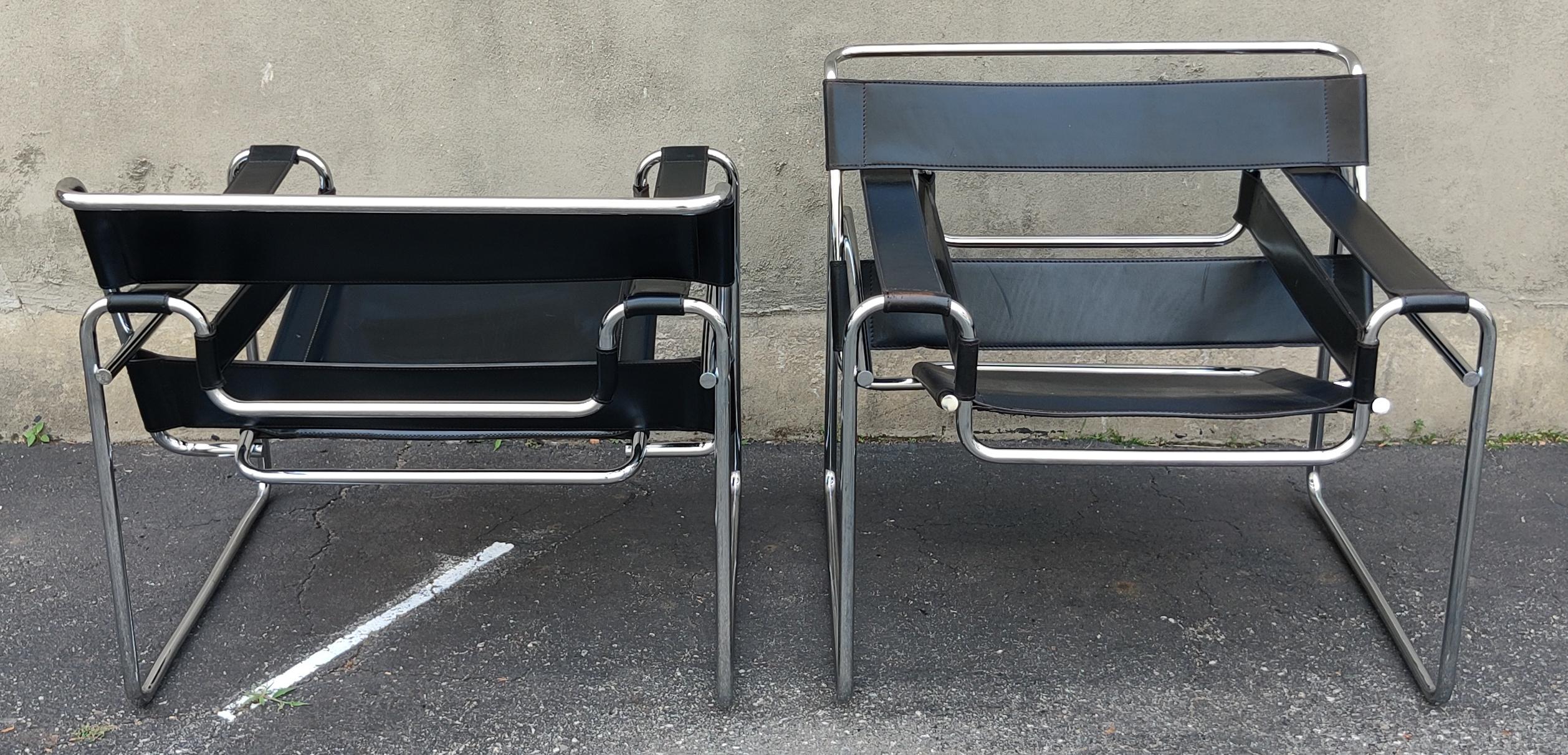 Pair of Signed Marcel Breuer Wassily Lounge Chairs Stendig Made in Finland 1970s 5
