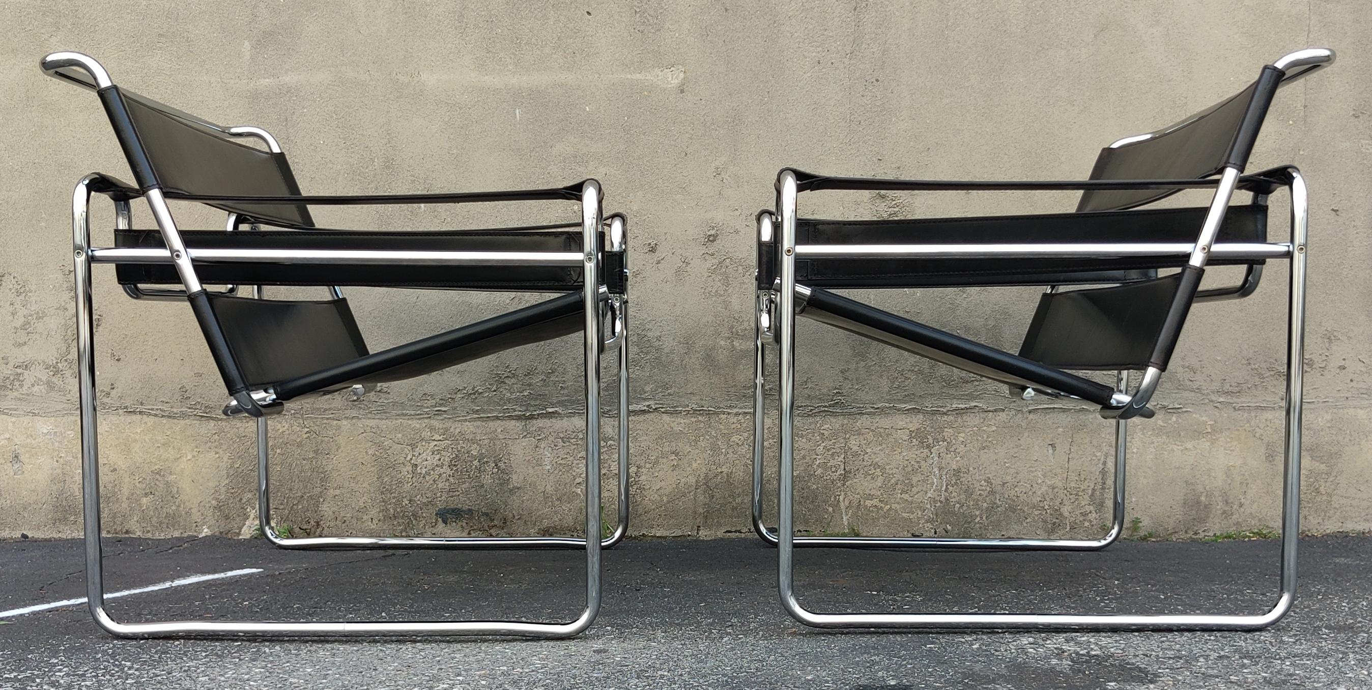 Pair of Signed Marcel Breuer Wassily Lounge Chairs Stendig Made in Finland 1970s 1