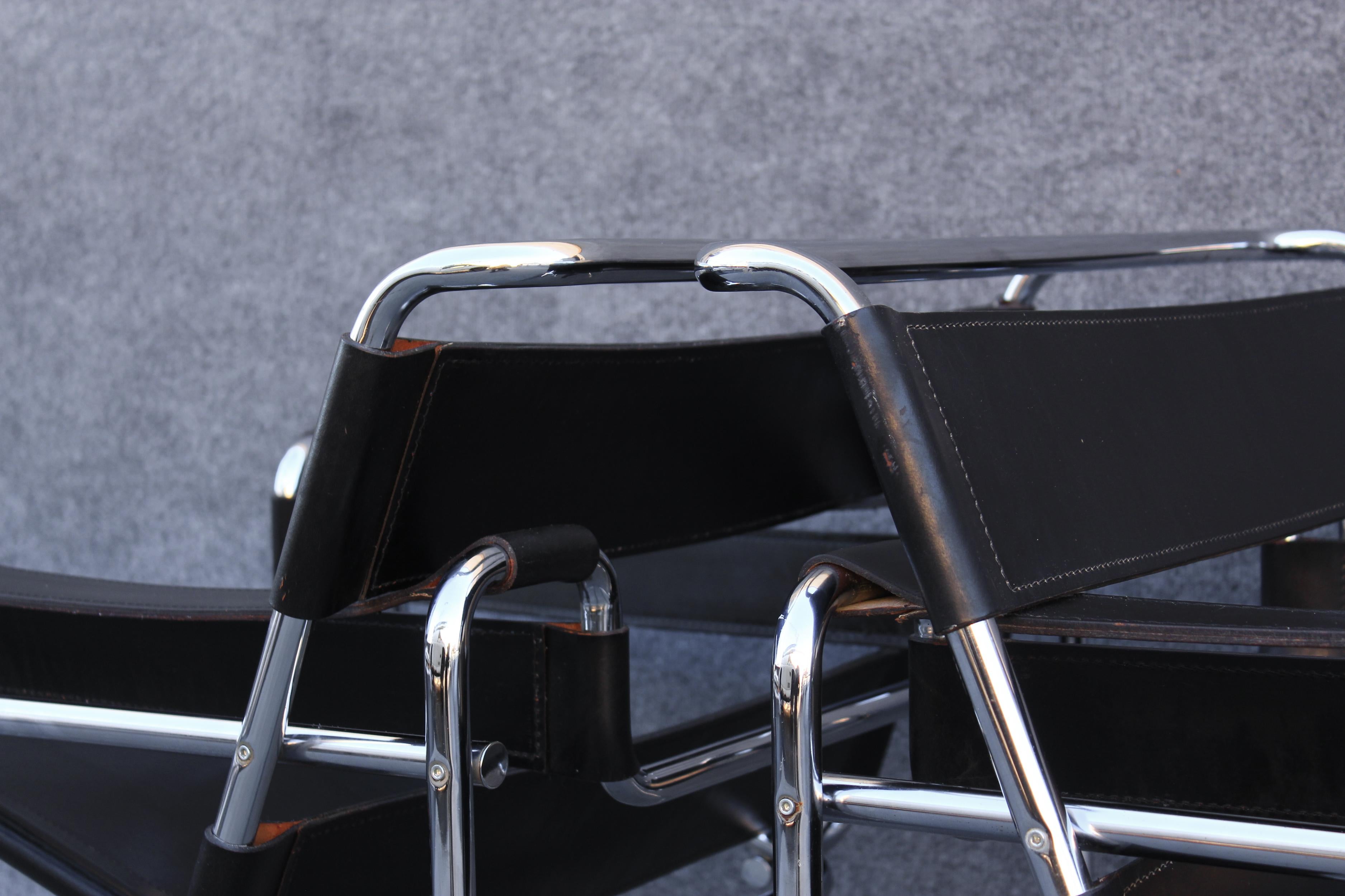 Paire de chaises longues Wassily signées Marcel Breuer Stendig fabriquées en Italie dans les années 1960 en vente 3