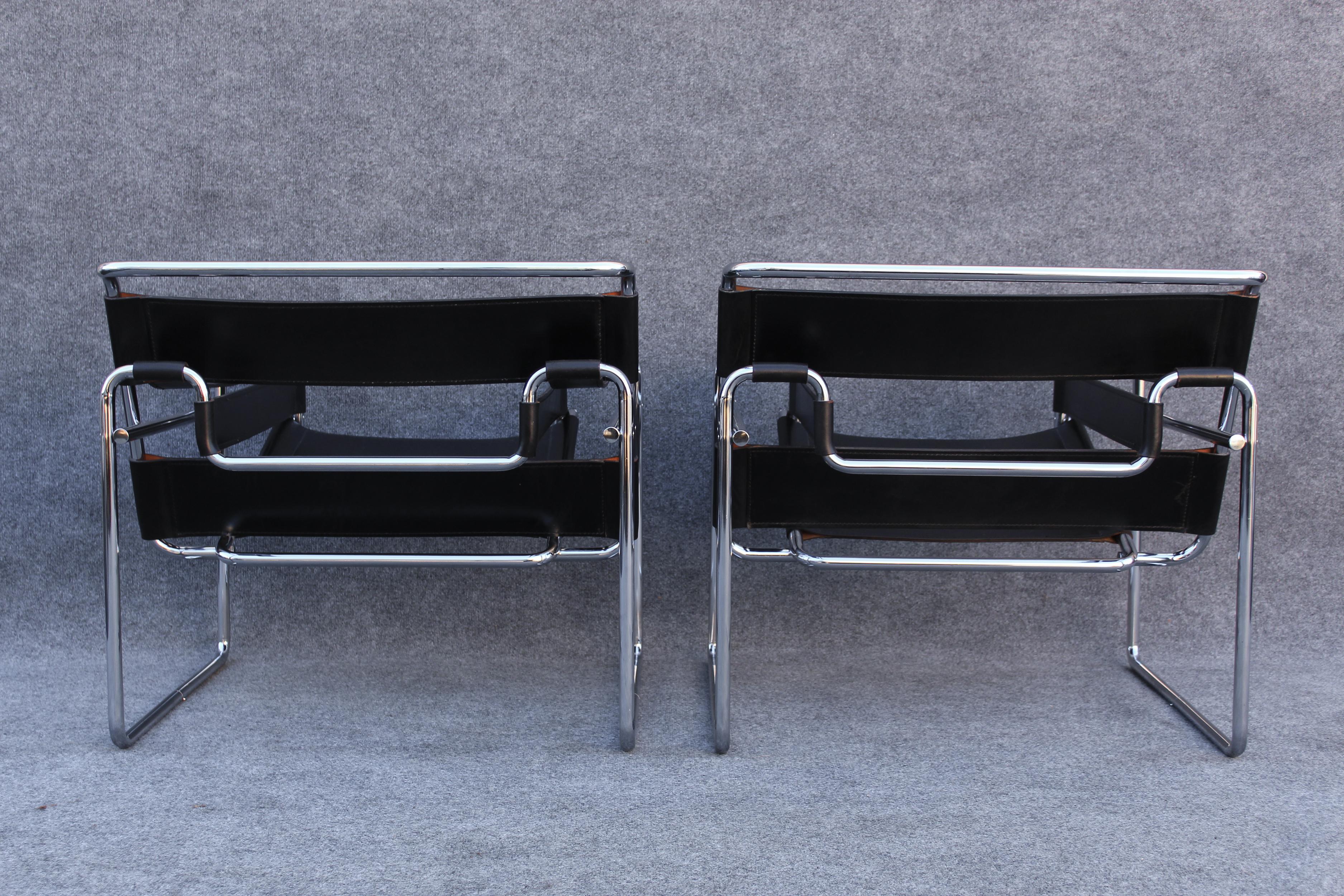 Pair of Signed Marcel Breuer Wassily Lounge Chairs Stendig Made in Italy 1960s For Sale 3