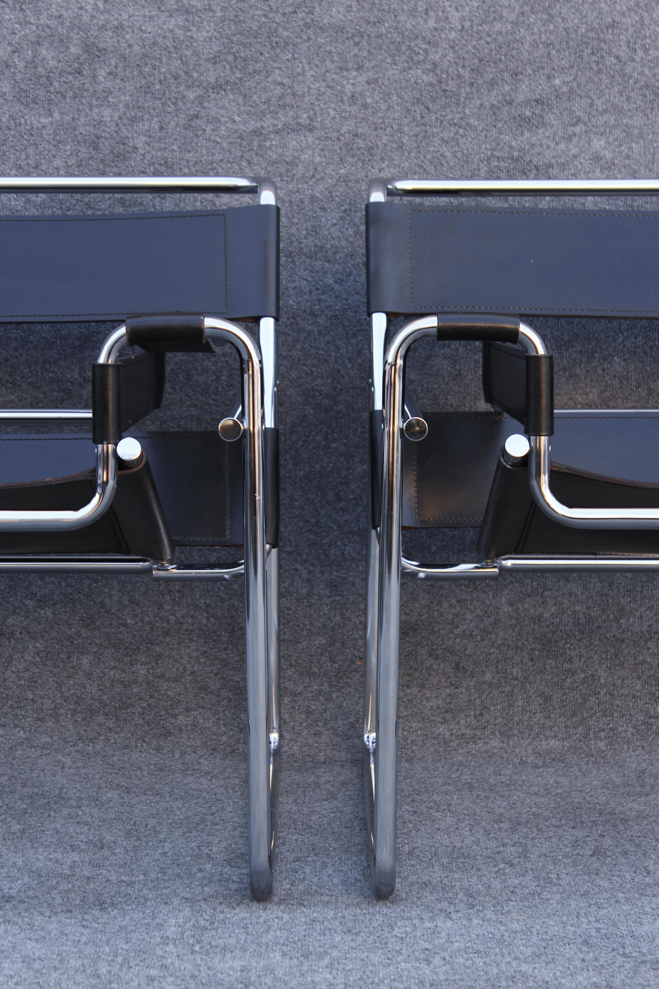 Paire de chaises longues Wassily signées Marcel Breuer Stendig fabriquées en Italie dans les années 1960 en vente 8