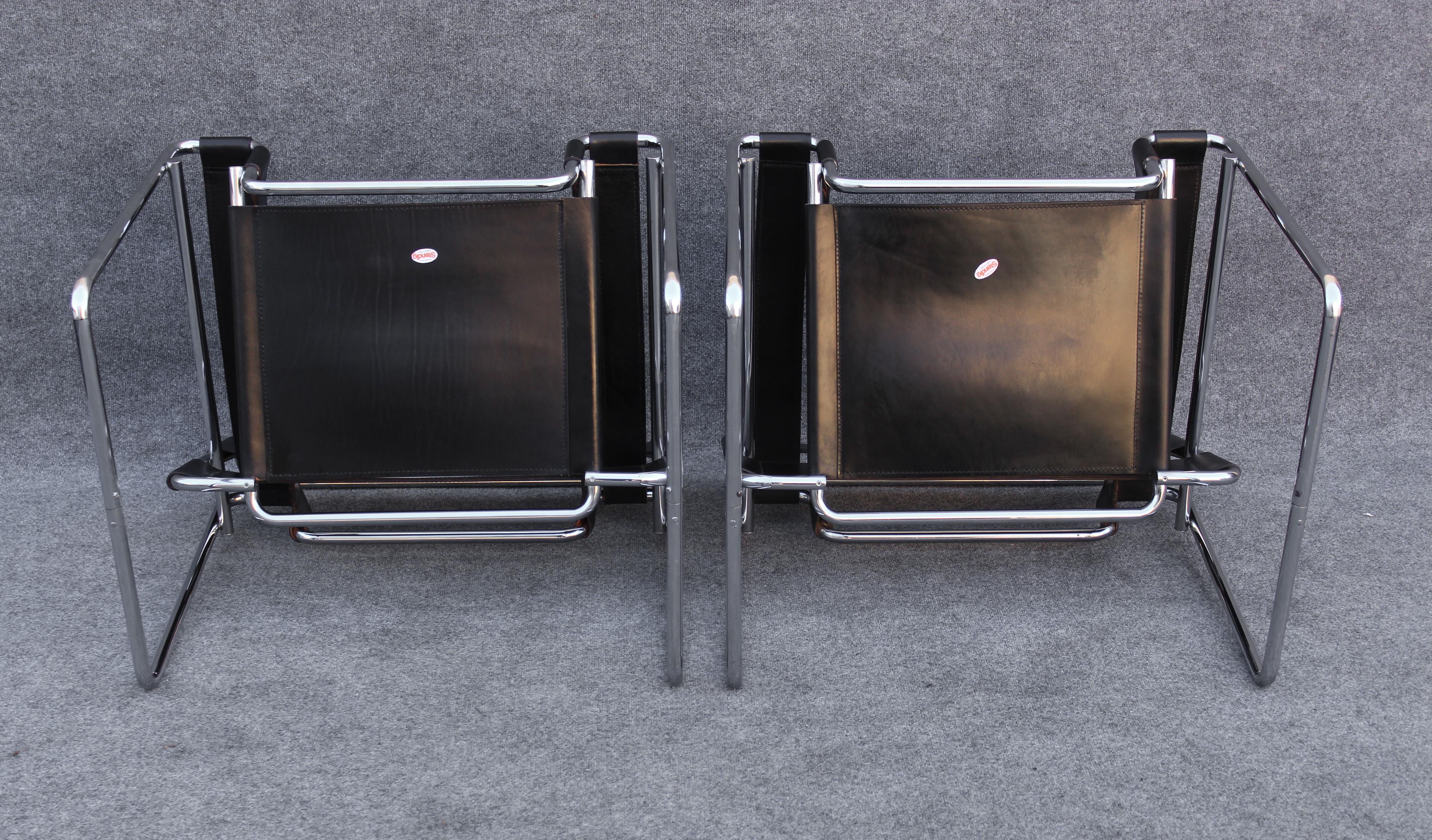 Paire de chaises longues Wassily signées Marcel Breuer Stendig fabriquées en Italie dans les années 1960 en vente 12