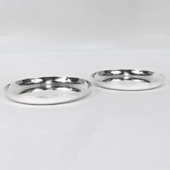 Pair of Signed Mid-Century Asprey & Co. Sterling Silver Wine Bottle Coasters