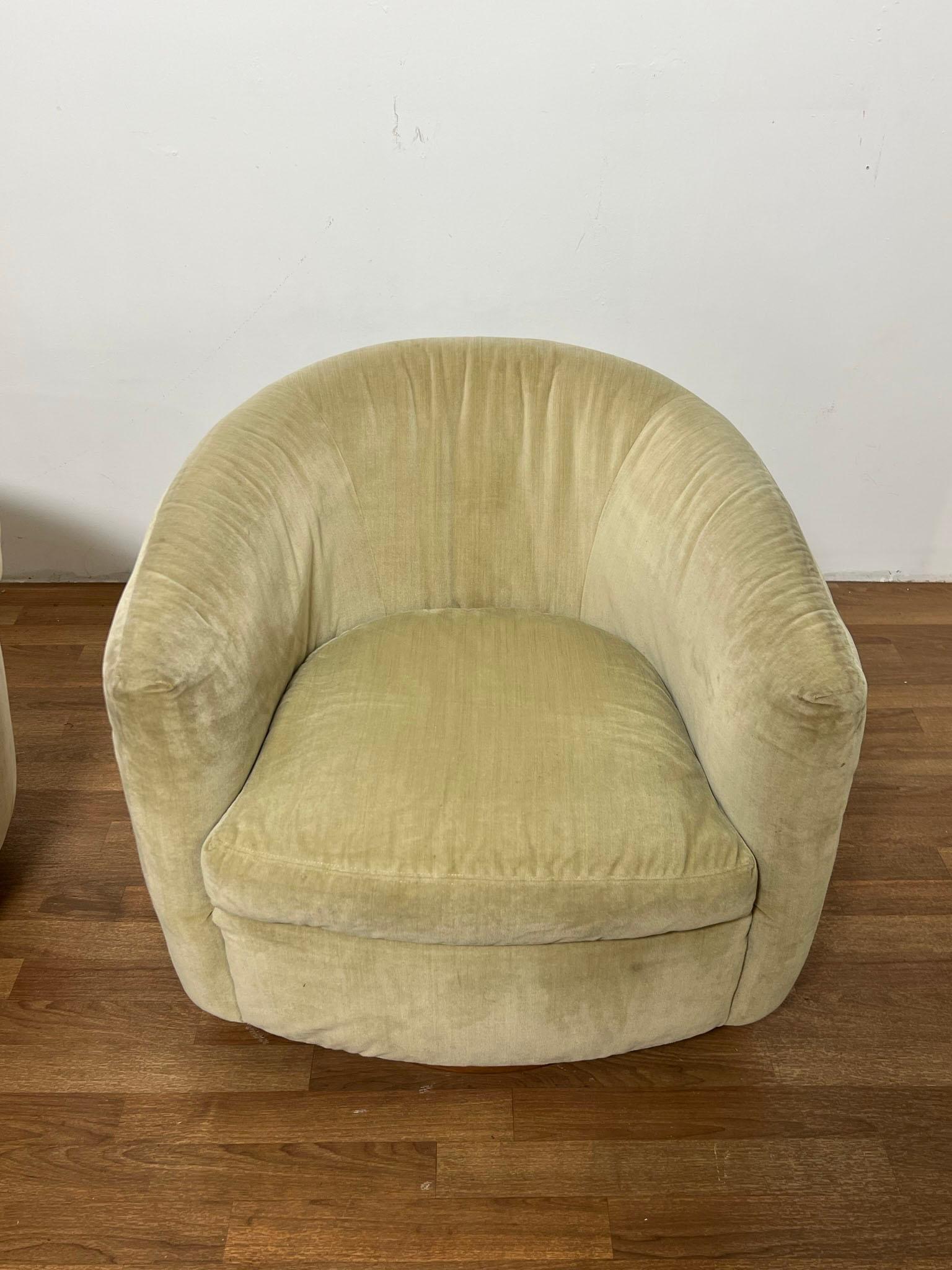 Pair of Signed Milo Baughman for Thayer Coggin Swivel Tub Chairs Ca. 1970s 1