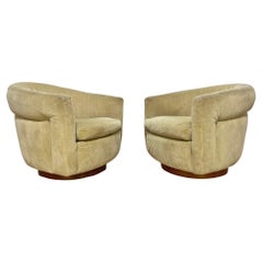 Pair of Signed Milo Baughman for Thayer Coggin Swivel Tub Chairs Ca. 1970s