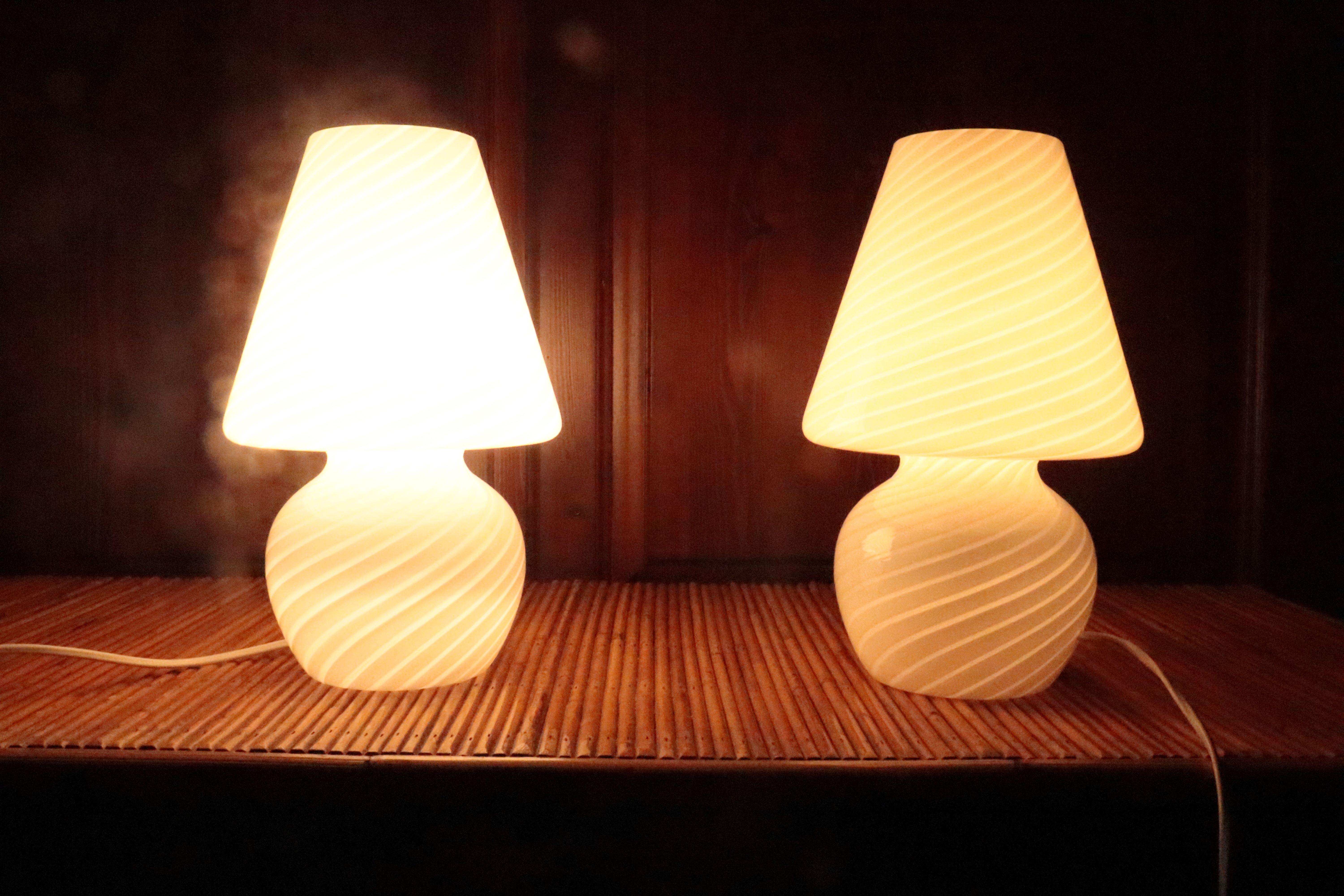 20th Century Pair Of Signed Murano Glass Lamps For Sale