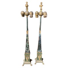 Paire de lampes en marbre et bronze signées Oscar Bruno Bach, de style néo-classique