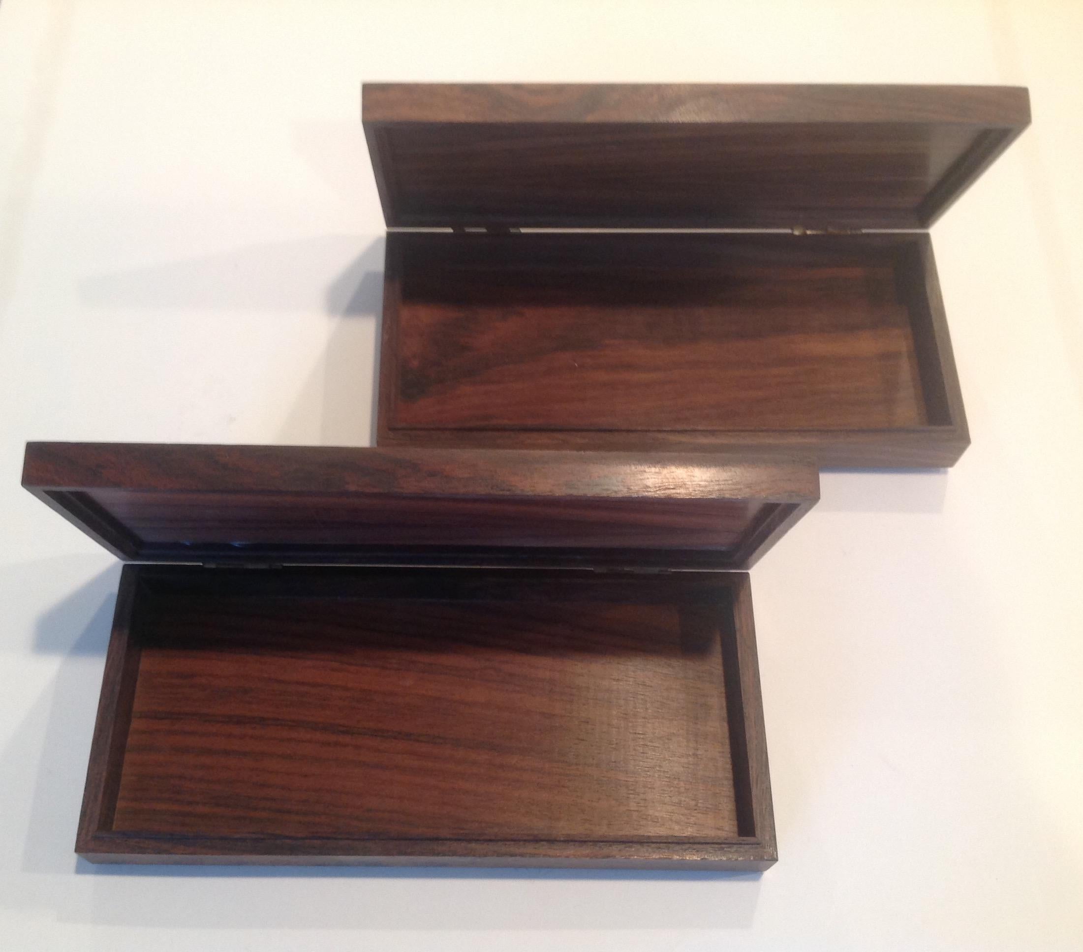 Italian Pair of Signed Ottaviani Sterling and Wood Boxes