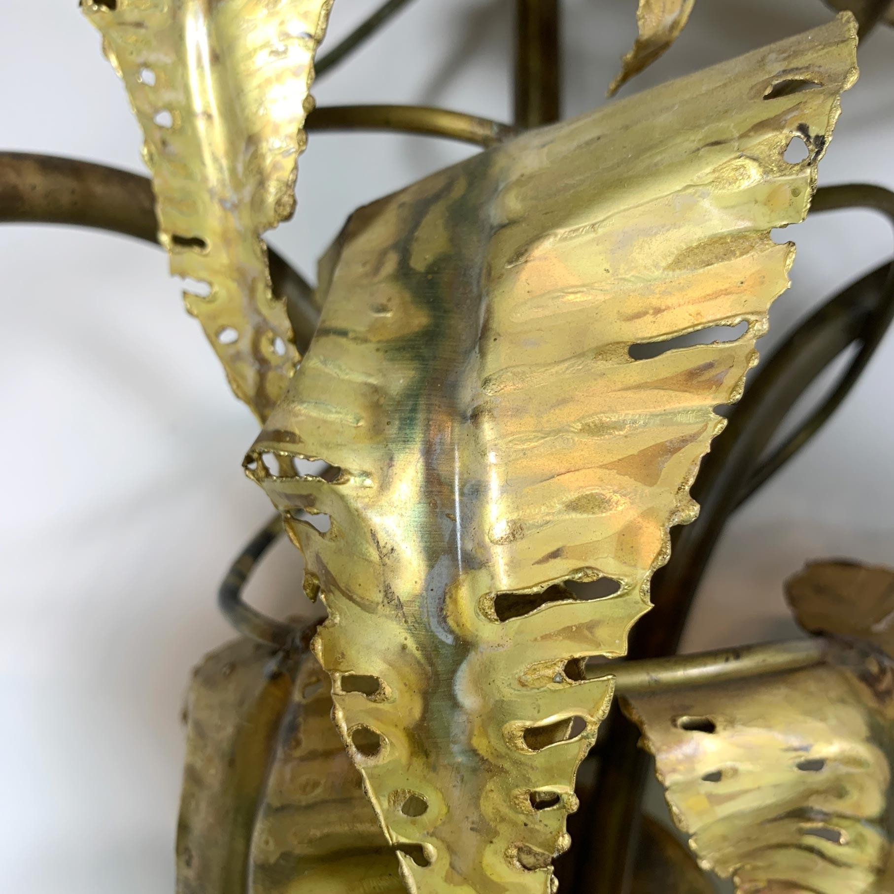 Signed P. Mas Rossi Naturalistic Gold Leaf Wall Lights For Sale 1
