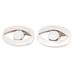 Paar signierte Pedro Castillo mexikanische Modernist Sterling Silber 'Auge' Manschettenknöpfe