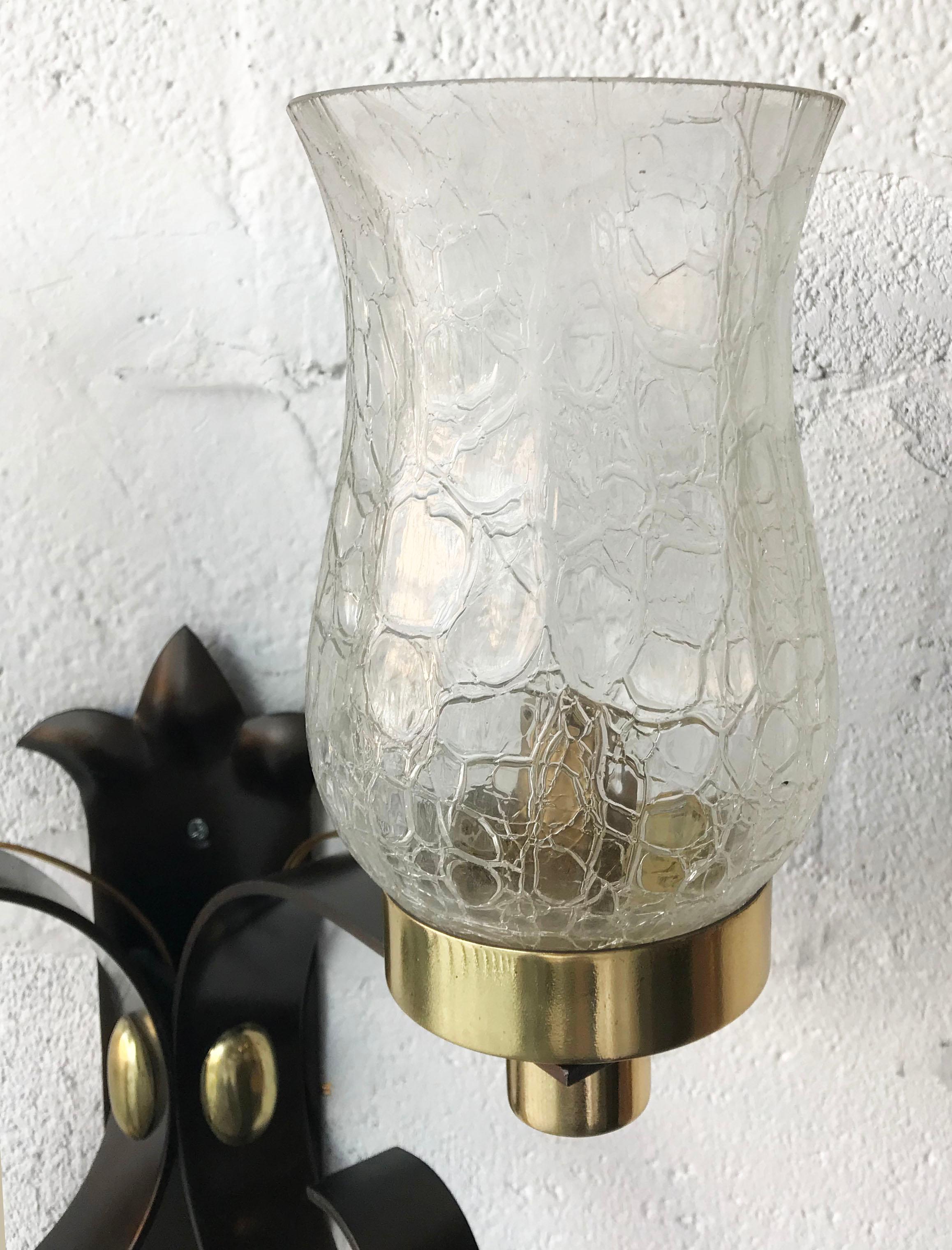 Pair of signed Perzel sconces. Model 1063 from the Jean Perzel Catalog 
Brass and steel.
US rewired and in working condition 
75 watts max bulb
Backplate: 5