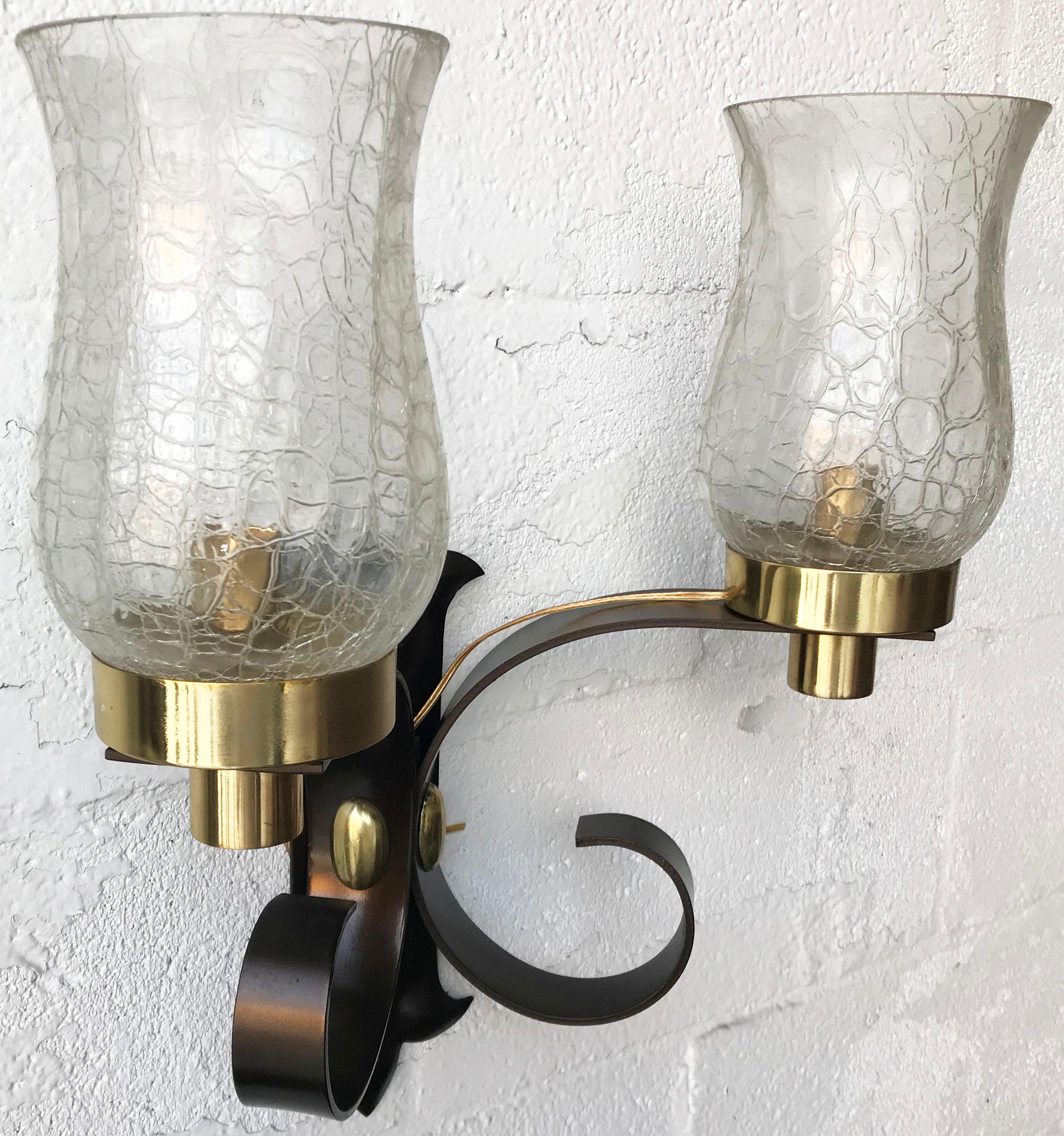 Mid-Century Modern Pair of Signed Perzel Sconces For Sale
