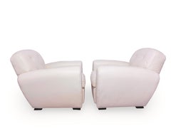 Pair of Signed Ralph Lauren Vintage Art Deco Leather Club Chairs