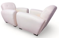 Pair of Signed Ralph Lauren Vintage Art Deco Leather Club Chairs