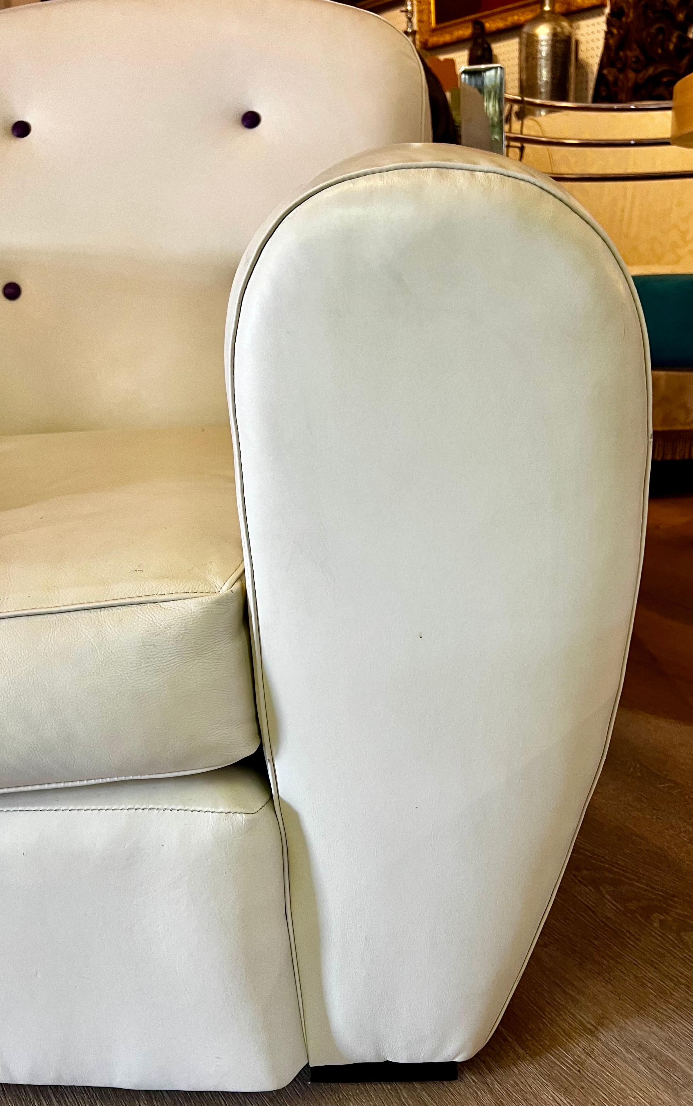 20th Century Pair of Signed Ralph Lauren Vintage Art Deco Leather Club Chairs For Sale