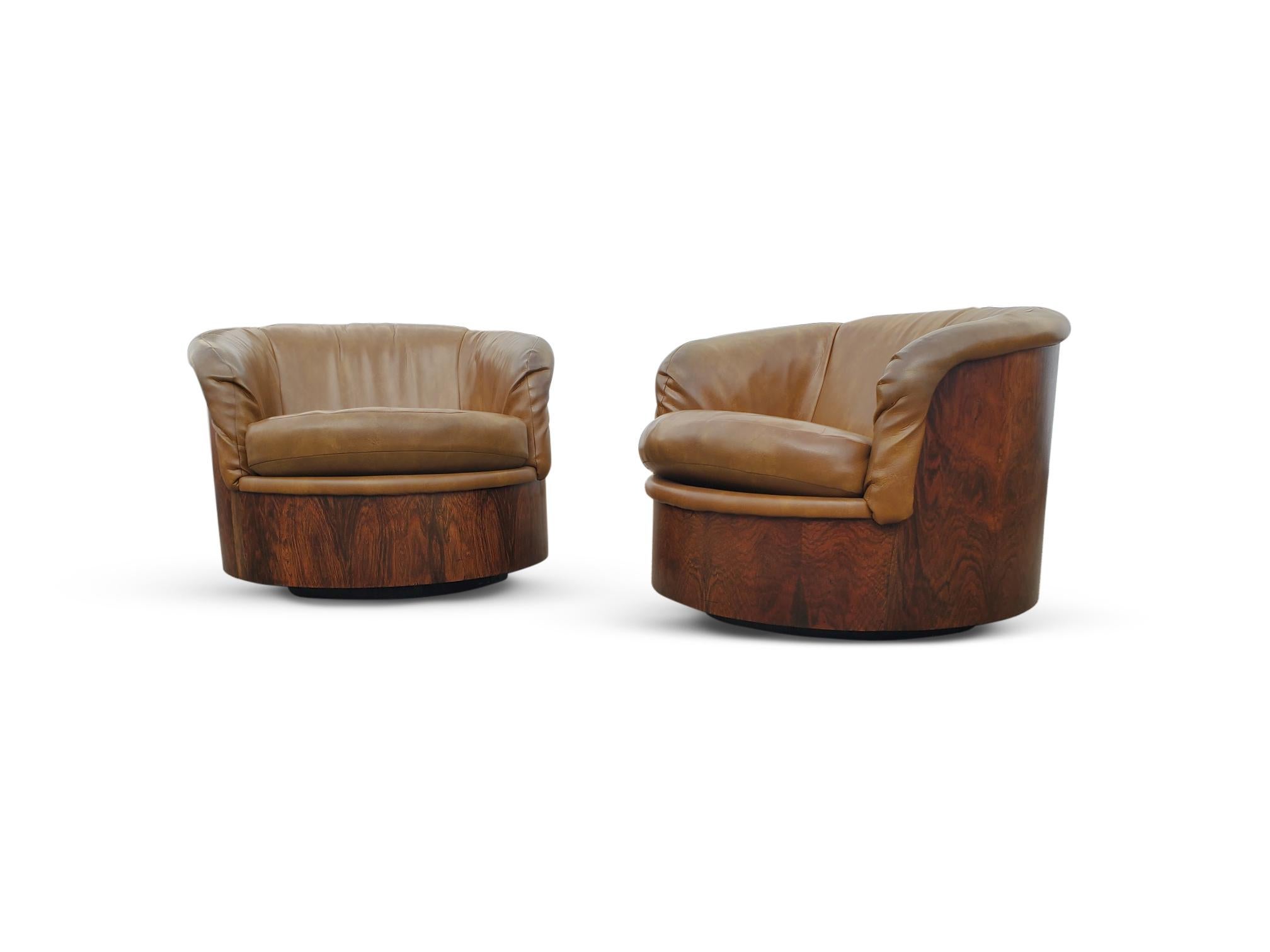 Pair of Signed Rosewood Plycraft Swivel Lounge Chairs  For Sale 7