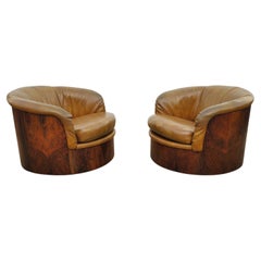 Pair of Signed Rosewood Plycraft Swivel Lounge Chairs