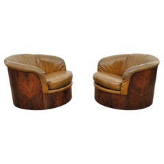 Paar signierte Palisanderholz Plycraft Swivel Lounge Chairs 