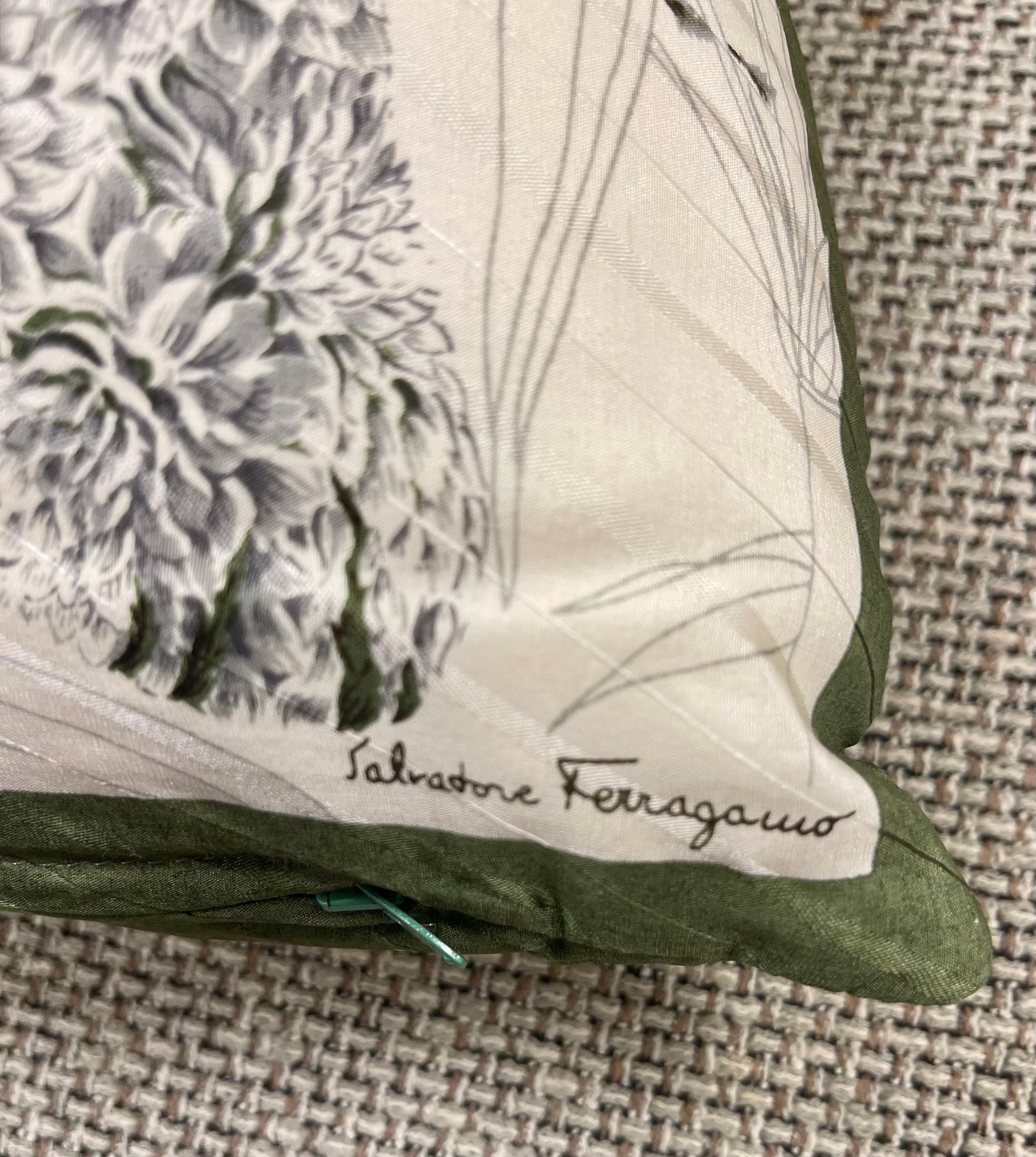 Textile Pair of Signed Salvatore Ferragamo Silk Throw Pillows