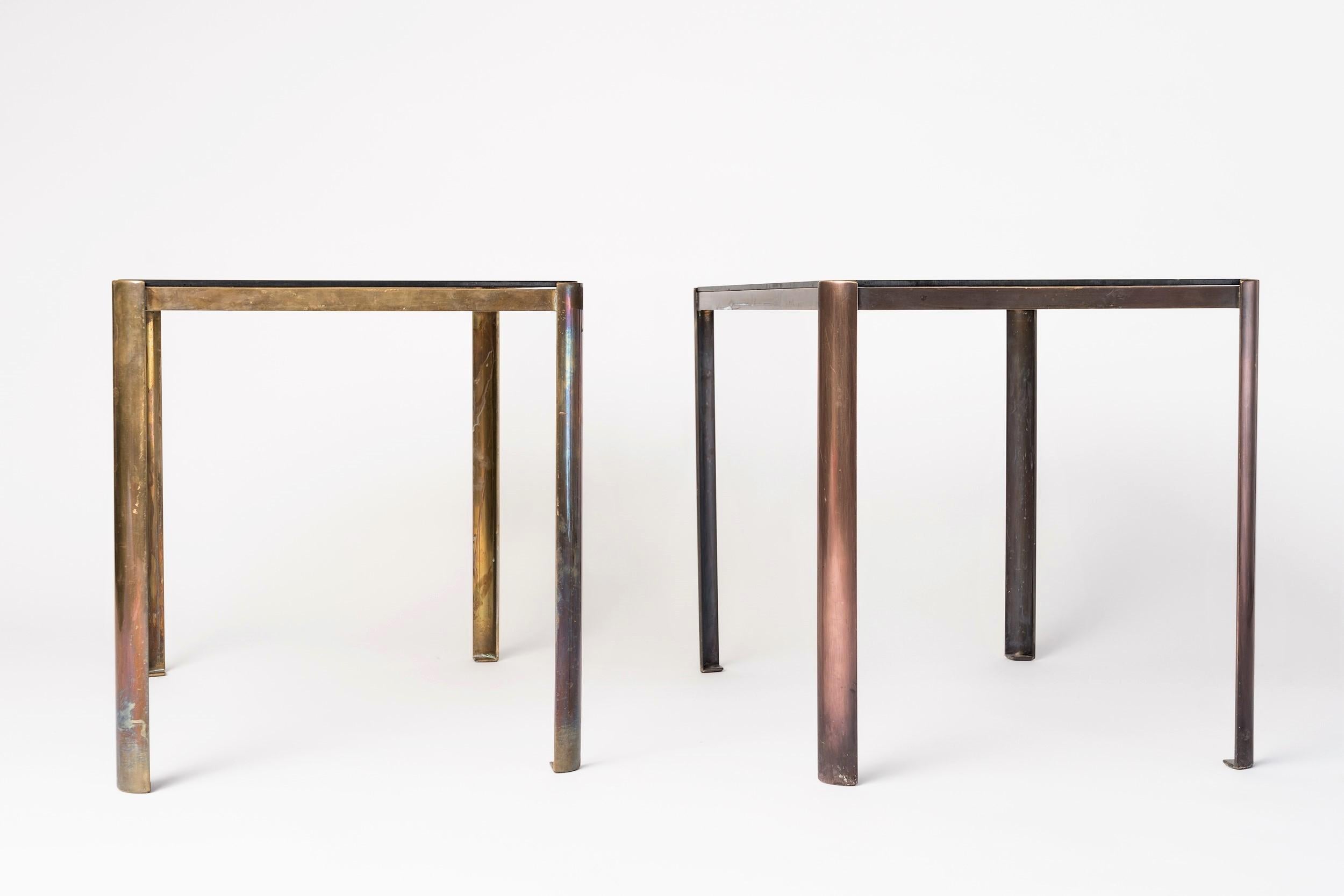 Mid-20th Century Pair of Signed Solid Bronze Side Tables Att. to Maison Malabert, France 1960's