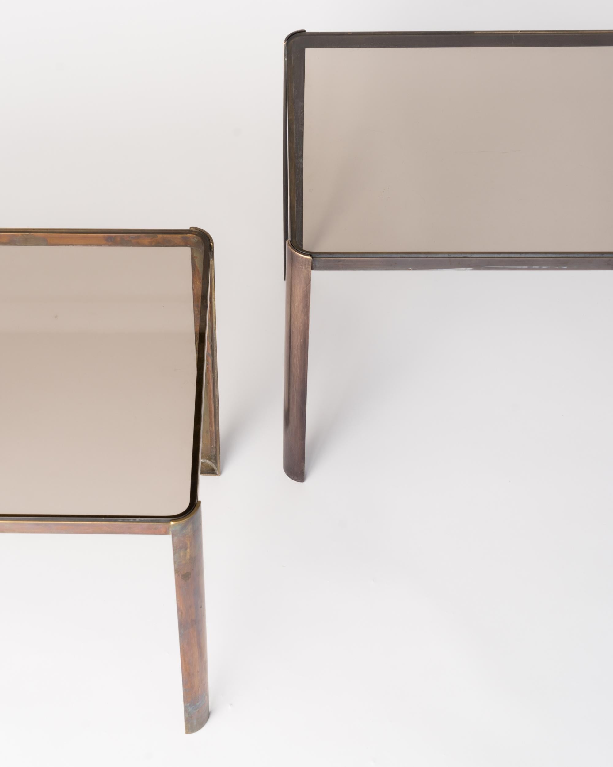 Pair of Signed Solid Bronze Side Tables Att. to Maison Malabert, France 1960's 3
