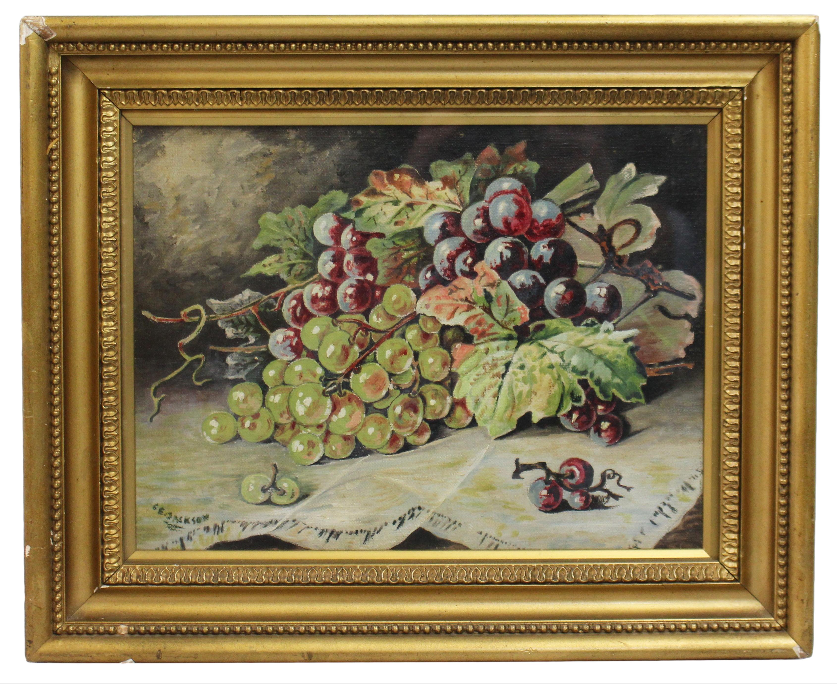 British Pair of Signed Still Life Paintings Oil on Canvas For Sale