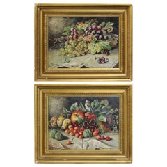 Pair of Signed Still Life Paintings Oil on Canvas