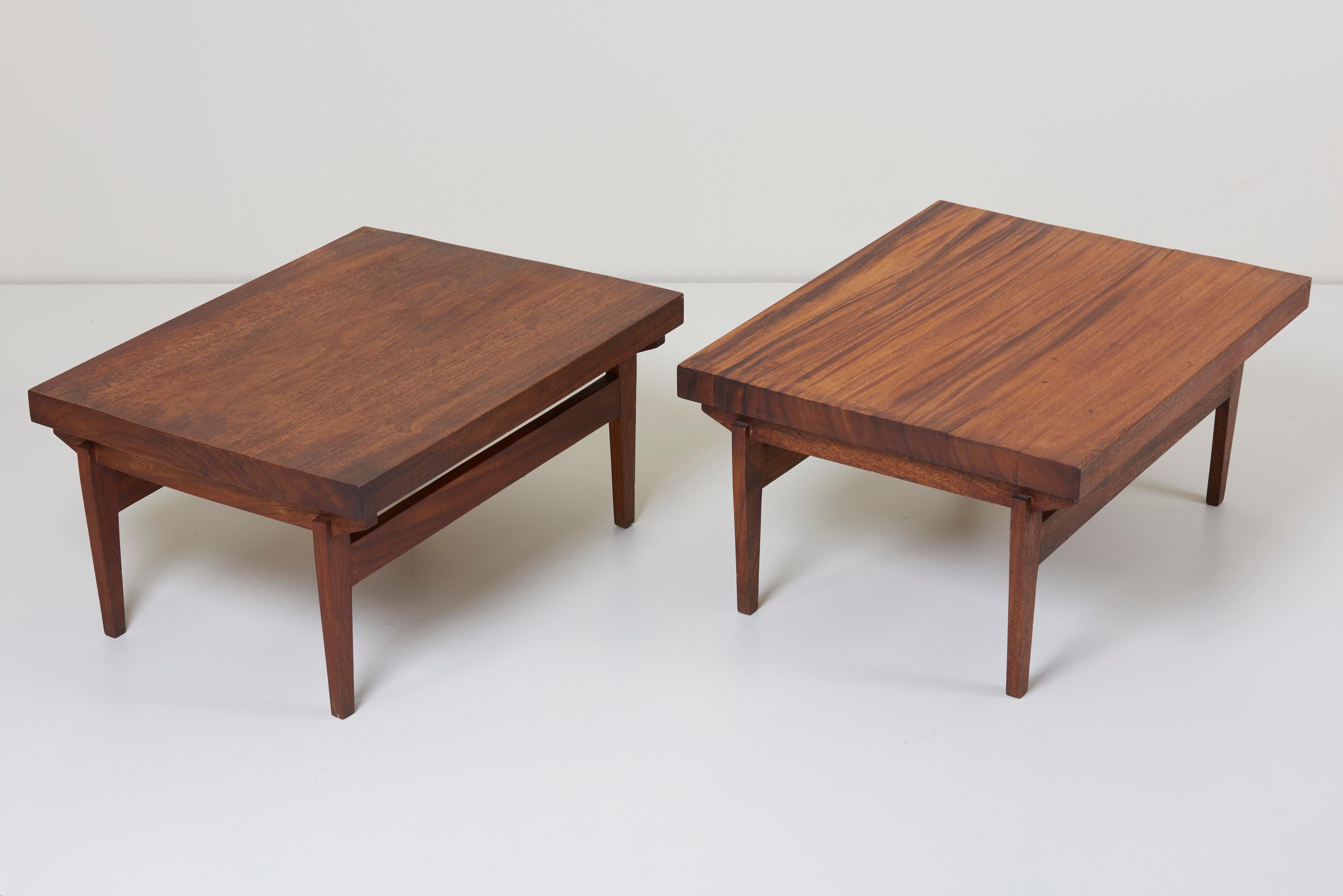 Wood Pair of Signed Studio Craft End Tables, Guatemala, 1960s For Sale