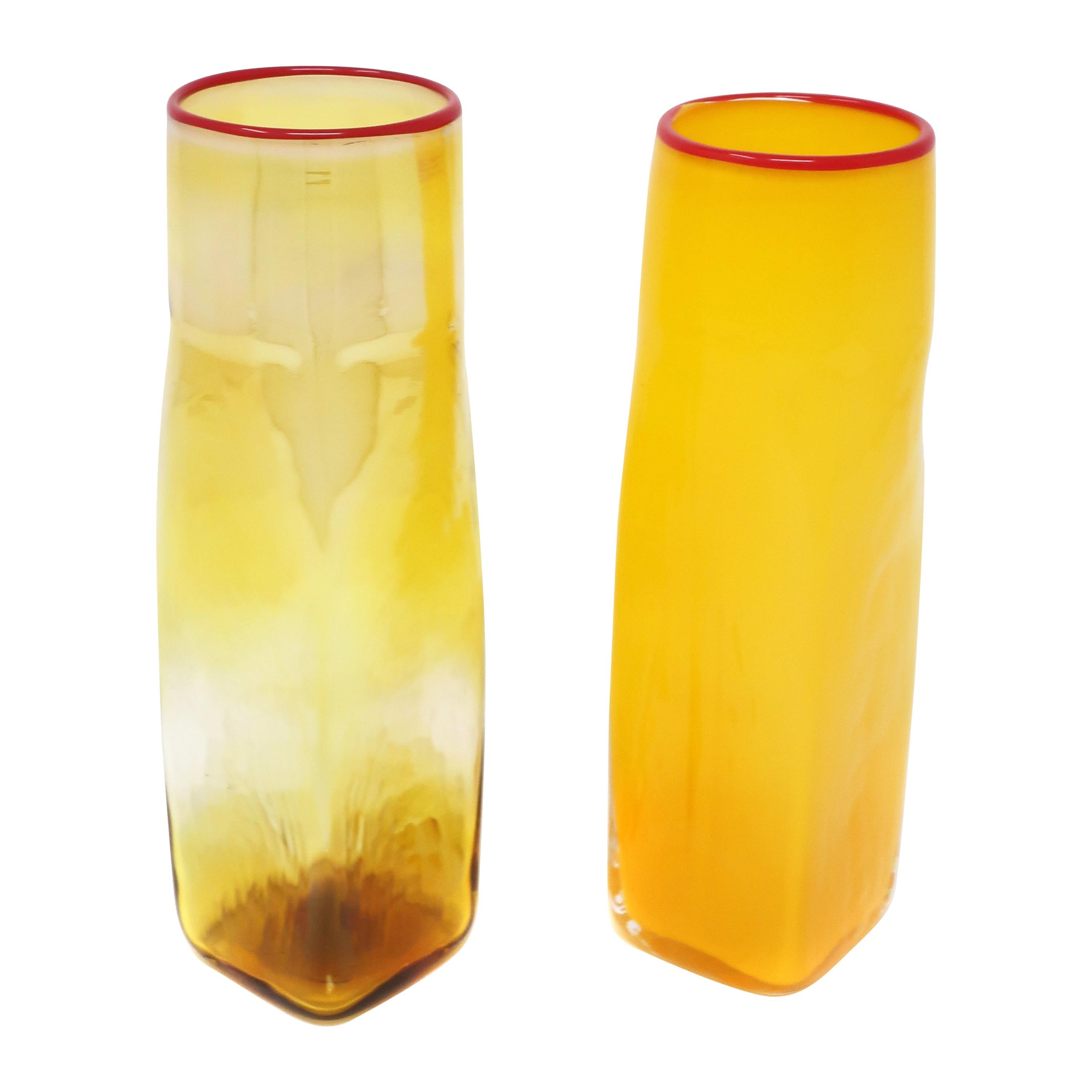 Pair of Studio Glass Vases by Bill Burch for Pinzette Glassworks For