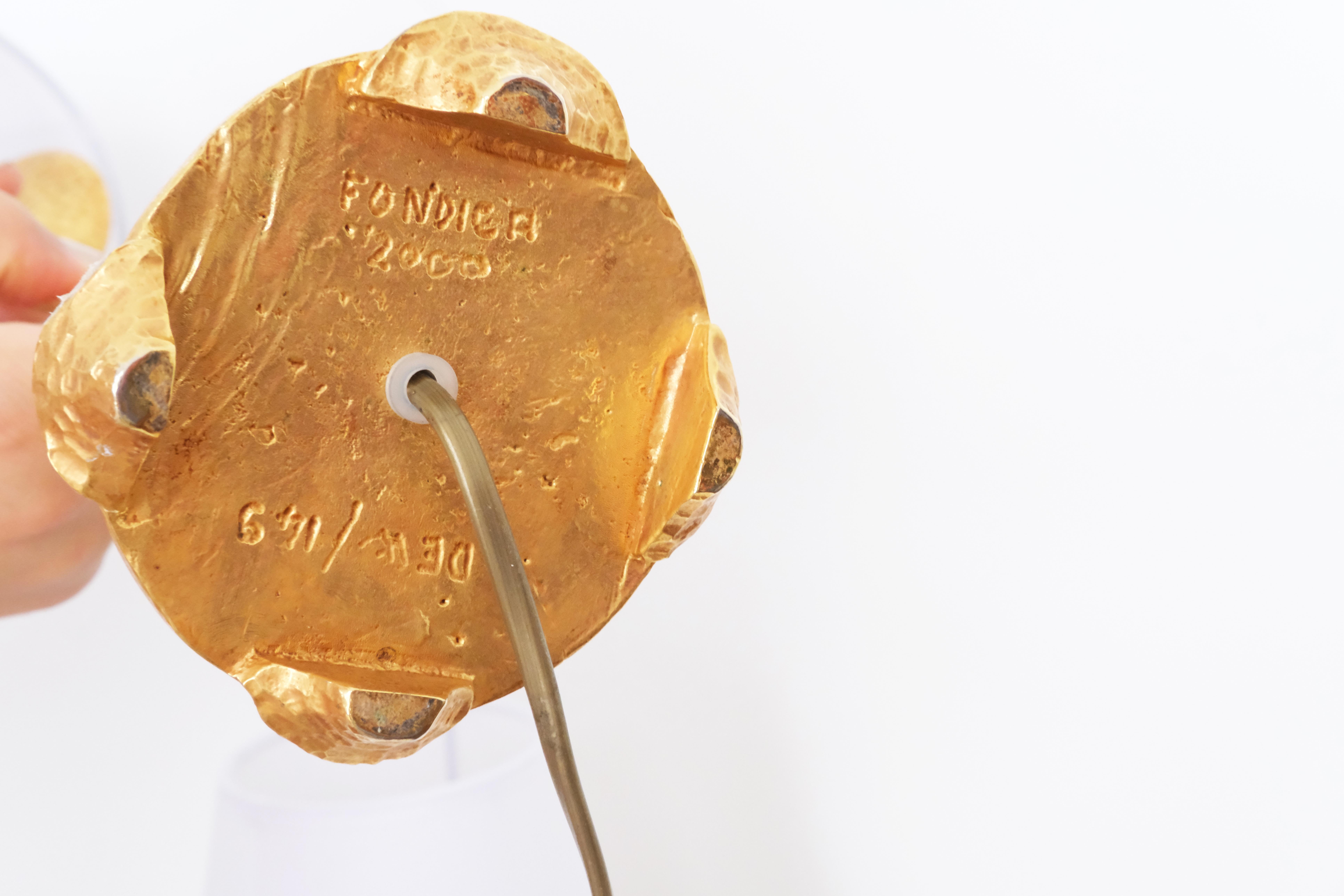 Pair of Signed Table Lamps in Gilded Bronze by Nicolas De Waël for Fondica, 2000 For Sale 6