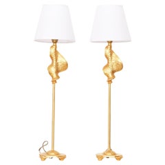 Pareja de lámparas de sobremesa firmadas en bronce dorado por Nicolas de Waël
