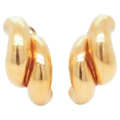 Used Pair of Signed Tiffany & Co. 18k Yellow Gold San Marco Link Clip Earrings