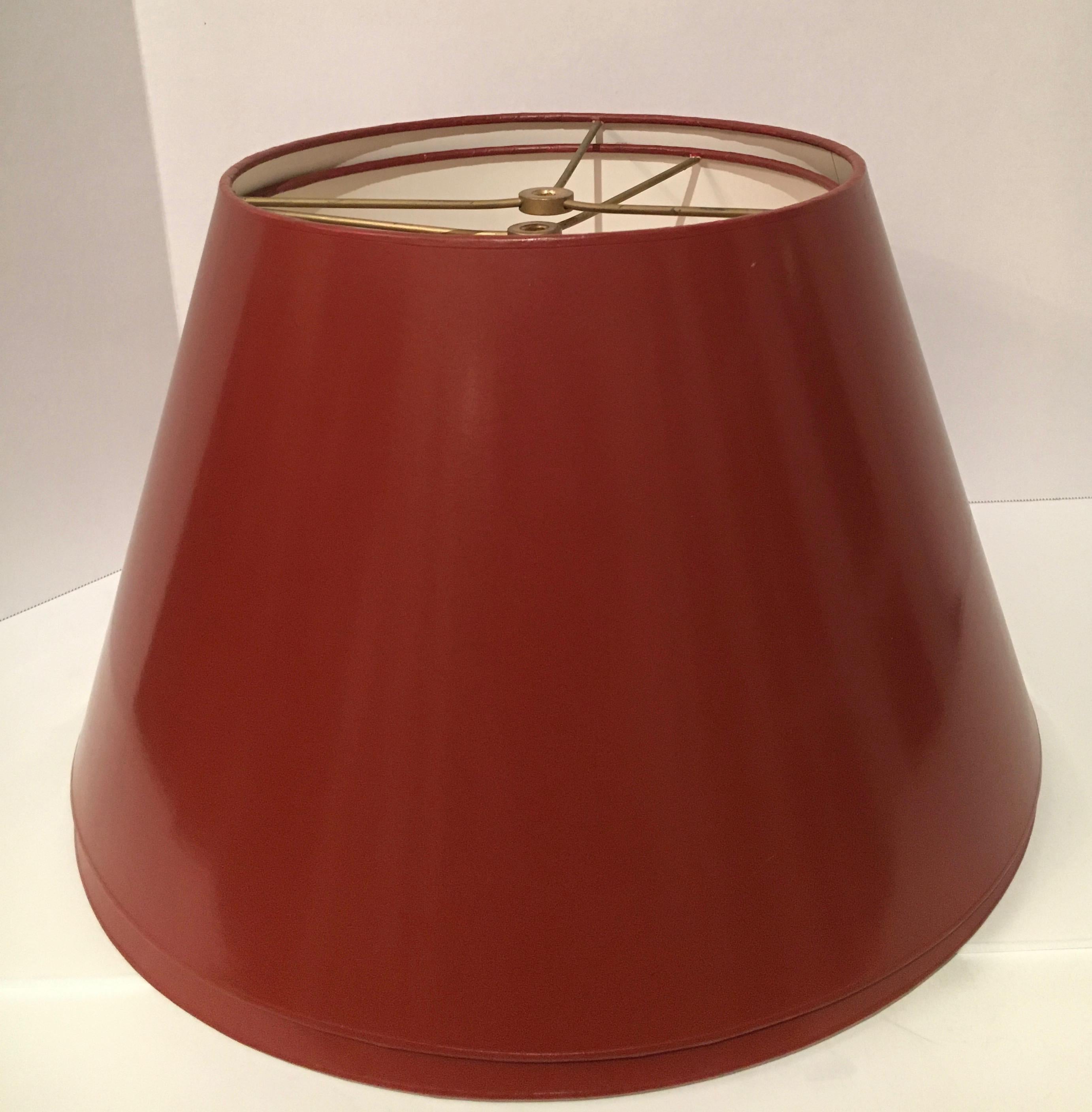 Pair Acrylic Lamps with Red Shades Signed Van Teal  In Good Condition In Los Angeles, CA